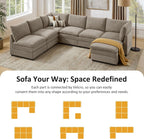 127 Inch Taupe Contemporary Modular Sectional Sofa