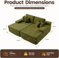 Green Cloudlike Velvet Oversized Double Chaise Lounge