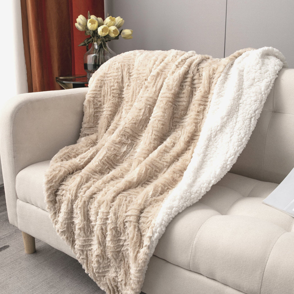Champagne Ivory Faux Fur Throw