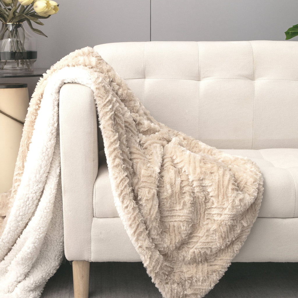 Champagne Ivory Faux Fur Throw