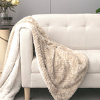 Champagne Ivory Faux Fur Throw