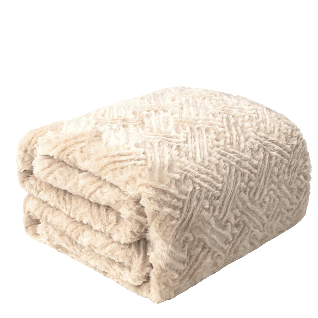 Champagne Ivory Faux Fur Throw