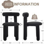 Black Modern Boucle Dining Chairs Sherpa Upholstered