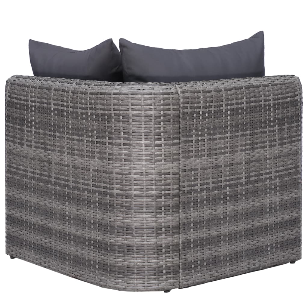 vidaXL 8 Piece Patio Lounge Set with Cushions Poly Rattan Gray