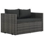 vidaXL 3 Piece Patio Dining Set with Cushions Poly Rattan Gray