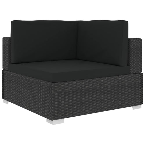 6-Piece Black Woven Rattan Outdoor Lounge Set with Cushions