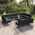 Black 14-Piece Outdoor Lounge Set with Cushions