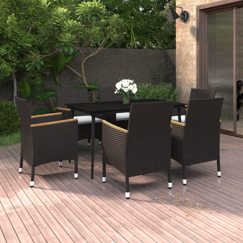 vidaXL Patio Dining Set 5 Piece Black and White/Gray 31.5"/55.1" Table Length