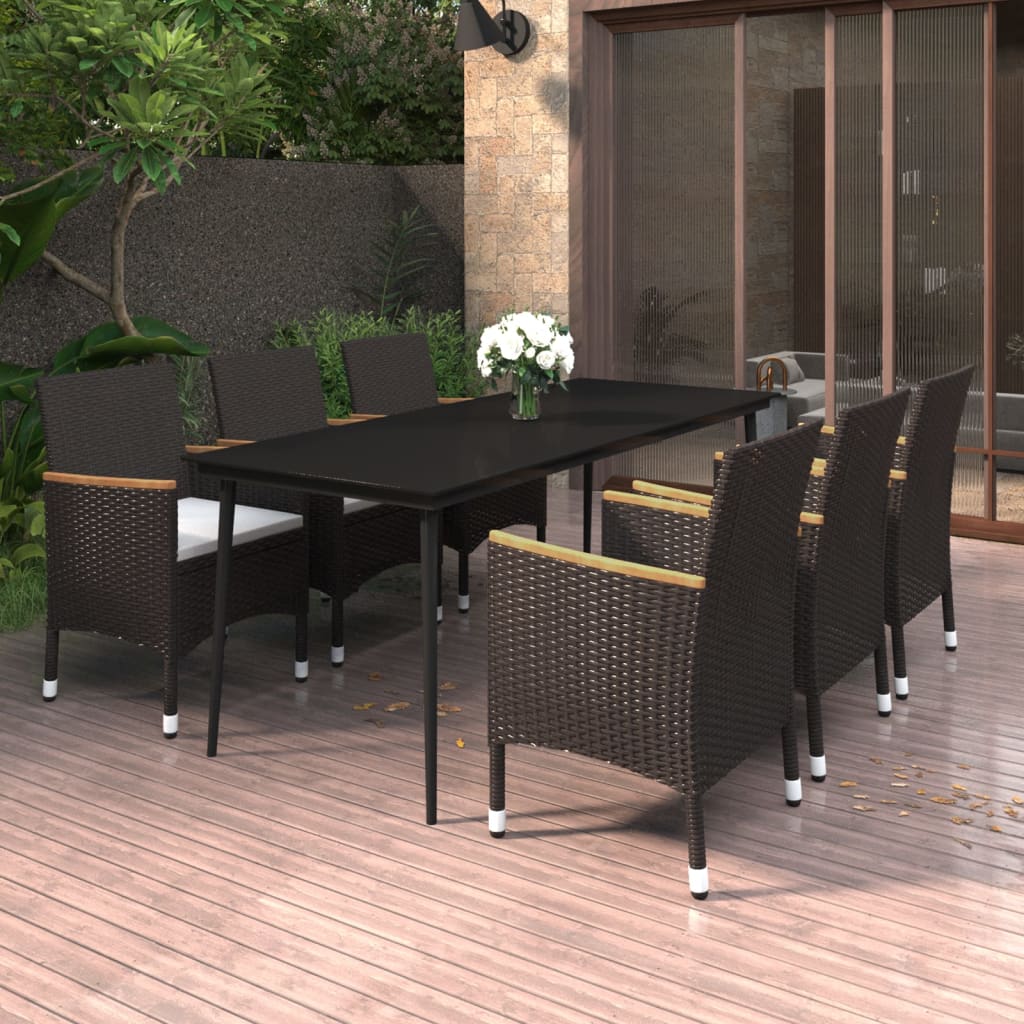 vidaXL Patio Dining Set 5 Piece Black and White/Gray 31.5"/55.1" Table Length