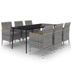 vidaXL Patio Dining Set 5 Piece Black and White/Gray 31.5"/55.1" Table Length