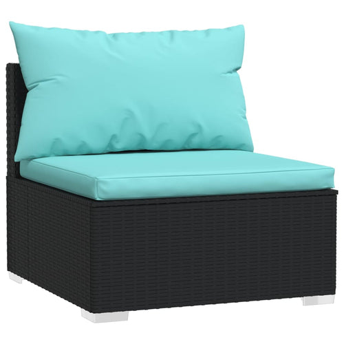 5-Piece Black Woven Rattan Outdoor Lounge Set with Cushions
