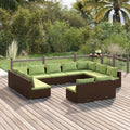 11 Piece Patio Lounge Set with Cushions Brown Poly Rattan
