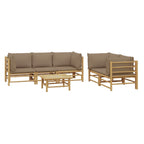 vidaXL 6 Piece Patio Lounge Set with Taupe Cushions Bamboo
