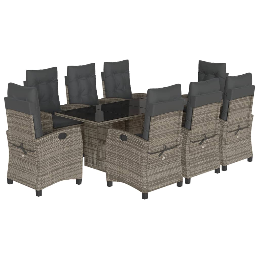 Gray Woven Outdoor Dining Set with Cushions (Seats 8)