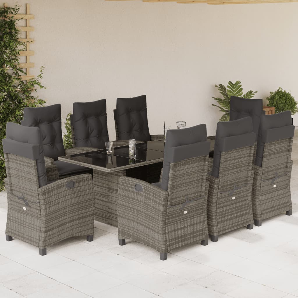 Gray Woven Outdoor Dining Set with Cushions (Seats 8)