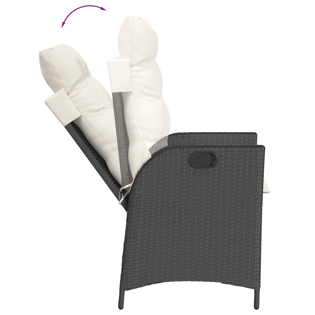 vidaXL 7 Piece Patio Dining Set with Cushions Black Poly Rattan
