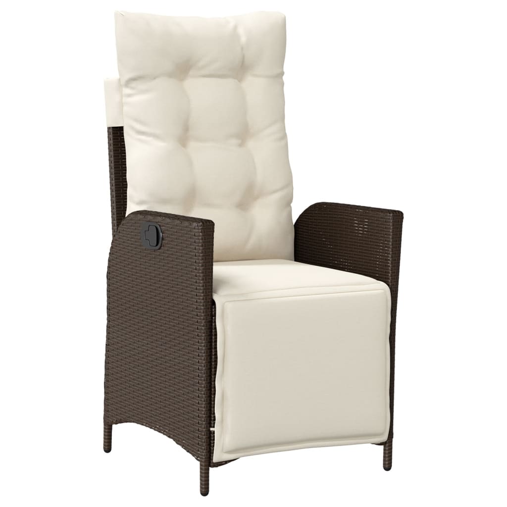 vidaXL 7 Piece Patio Dining Set with Cushions Brown Poly Rattan