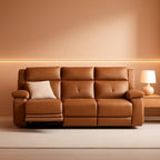 Genuine Leather Power Recliner Sofa 3 Seater USB Ports