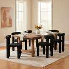 Black Modern Boucle Dining Chairs Sherpa Upholstered