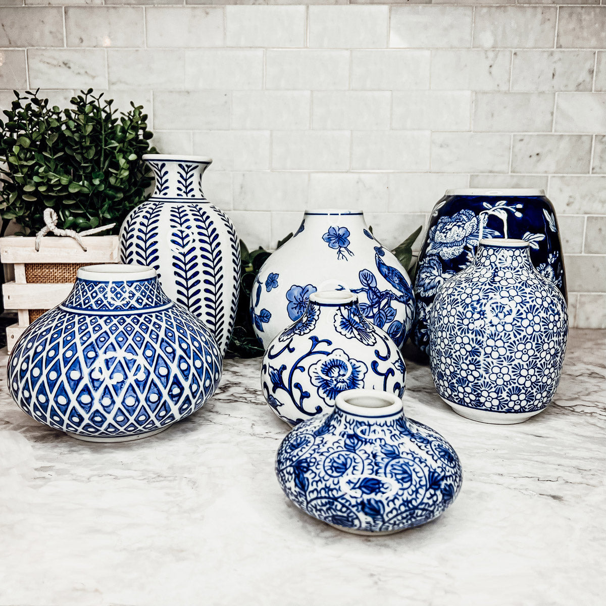 Samira Blue & White Handmade Vases