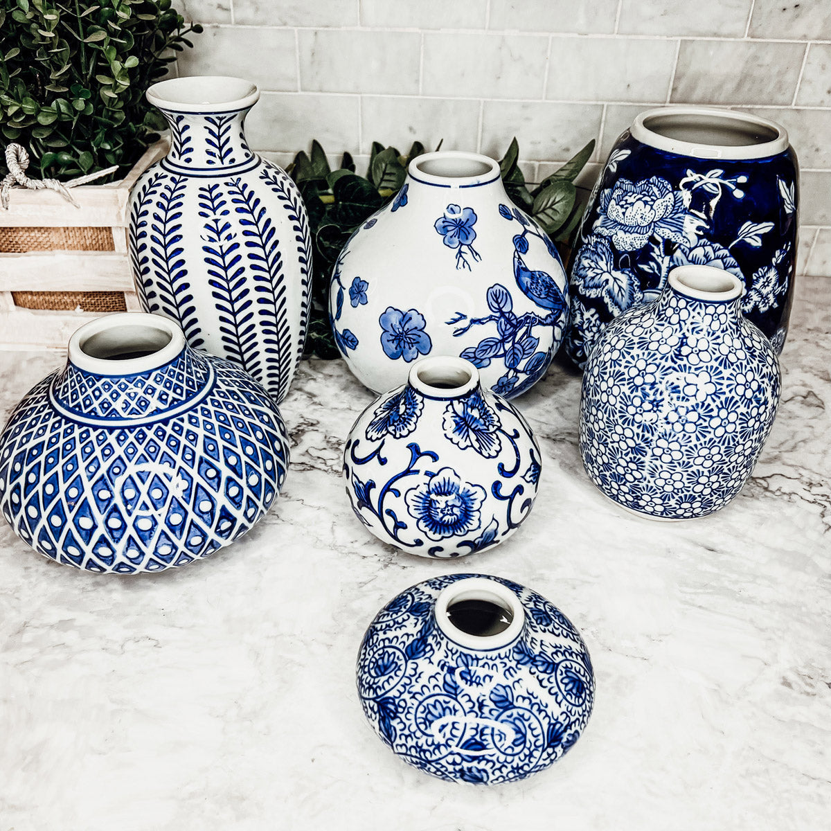 Samira Blue & White Handmade Vases