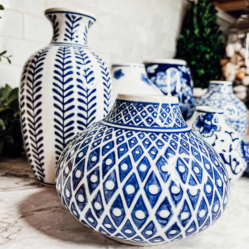 Samira Blue & White Handmade Vases