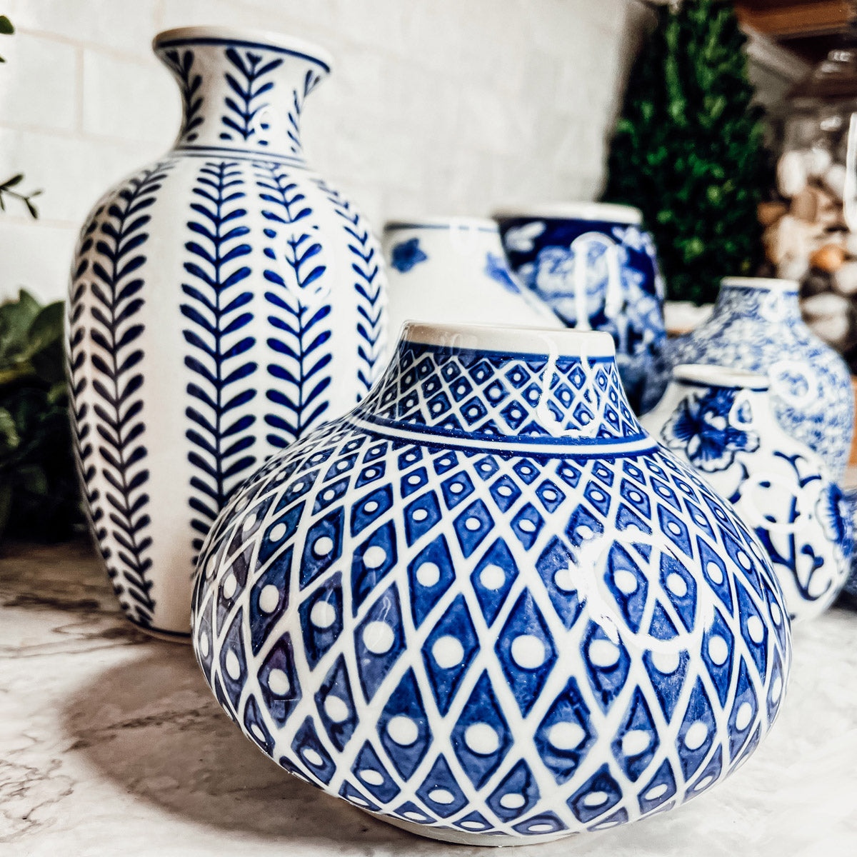 Samira Blue & White Handmade Vases