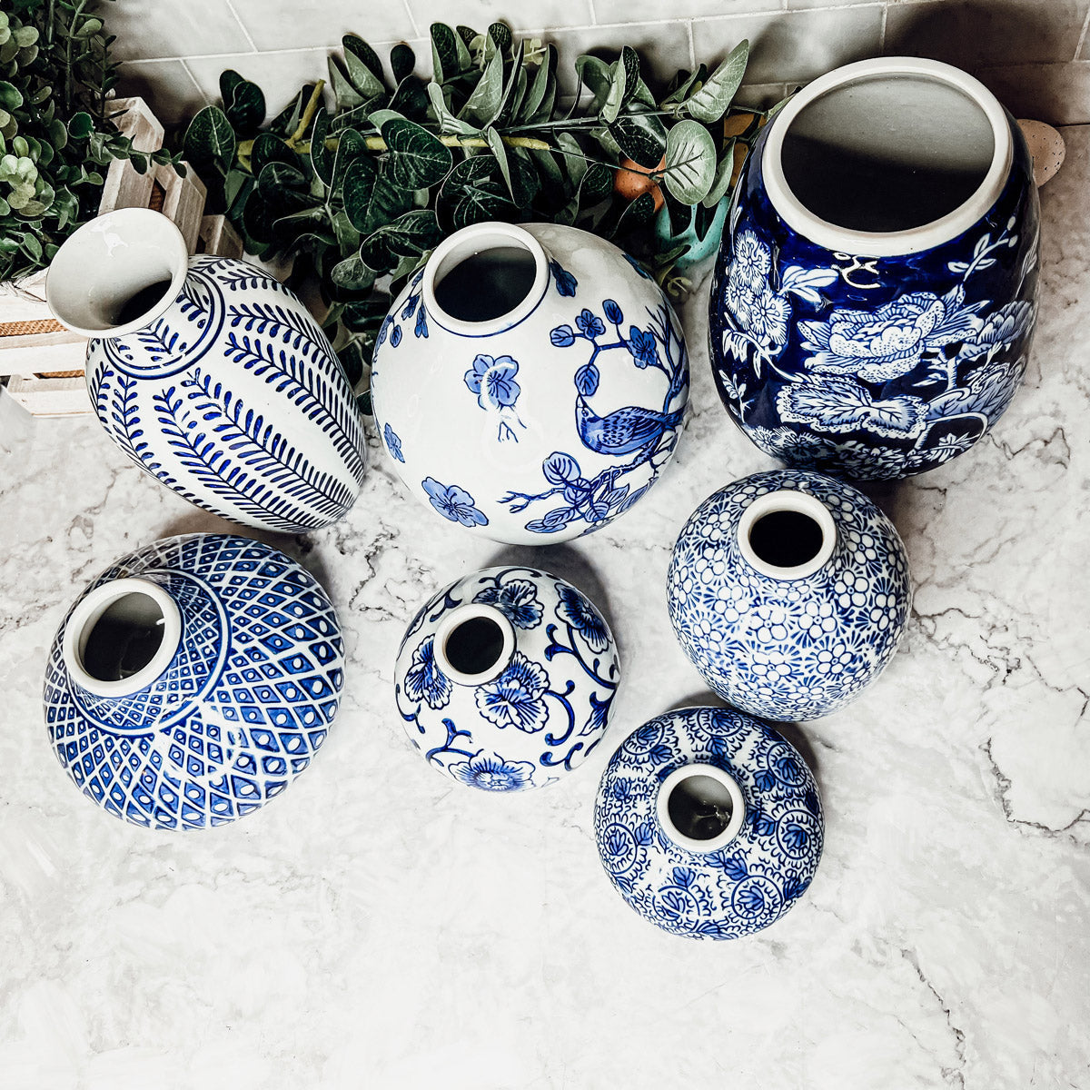 Samira Blue & White Handmade Vases