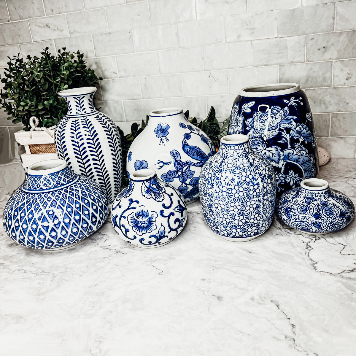 Samira Blue & White Handmade Vases
