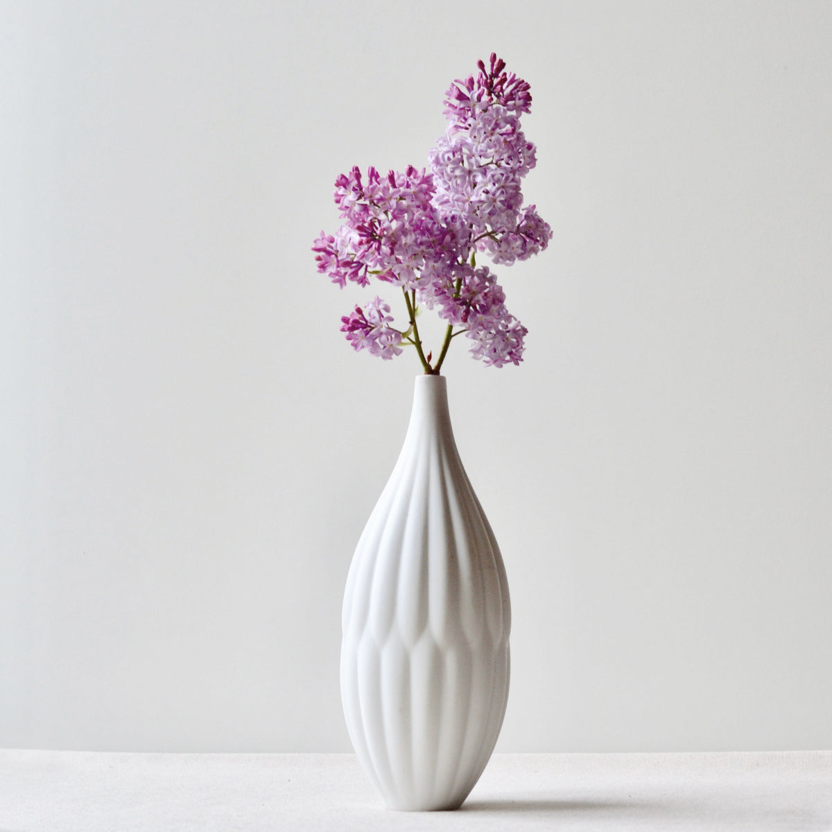 Textured White Porcelain Bud Vases, Set of 3