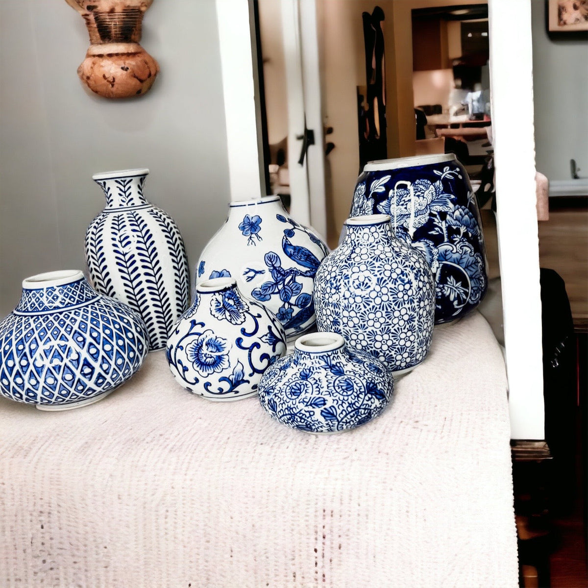 Samira Blue & White Handmade Vases