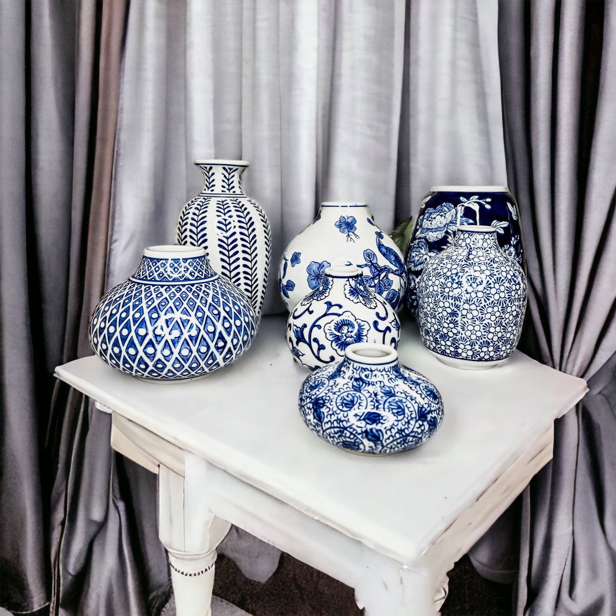 Samira Blue & White Handmade Vases