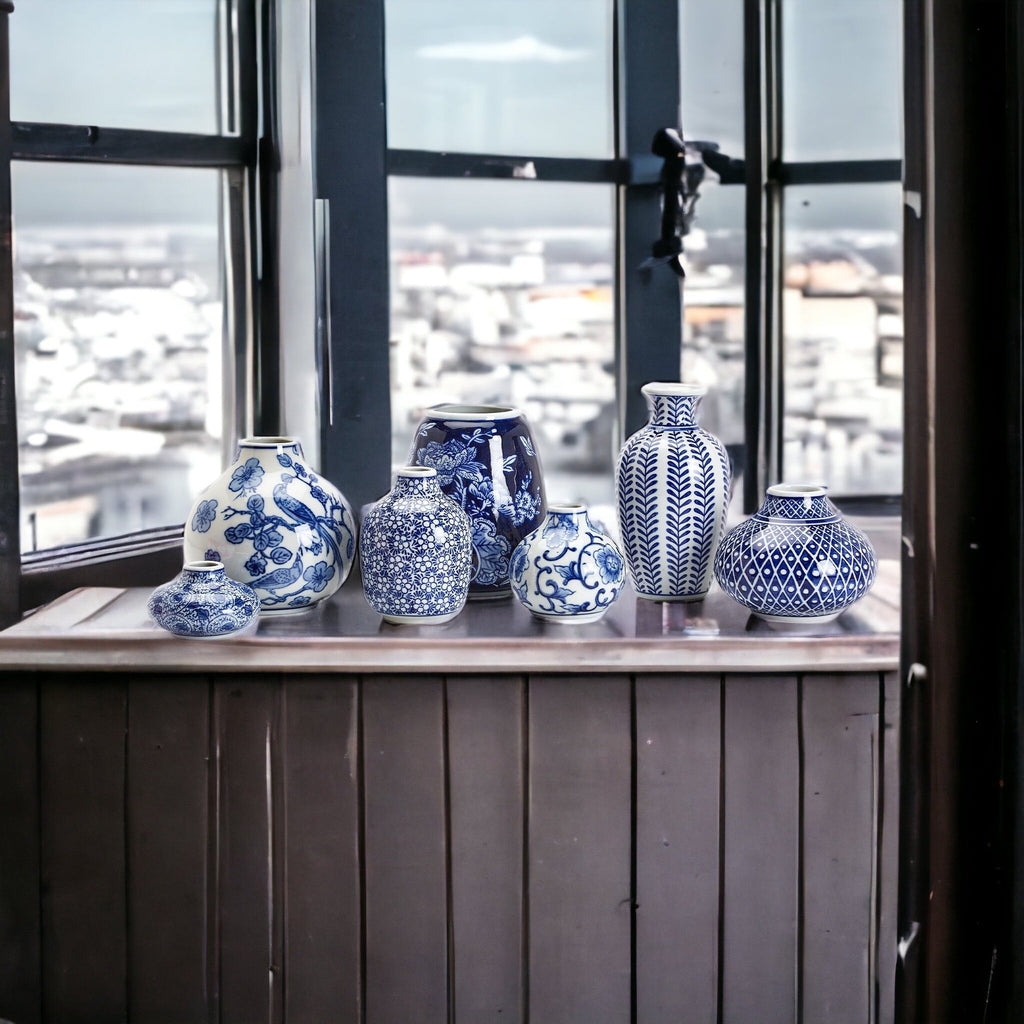 Samira Blue & White Handmade Vases