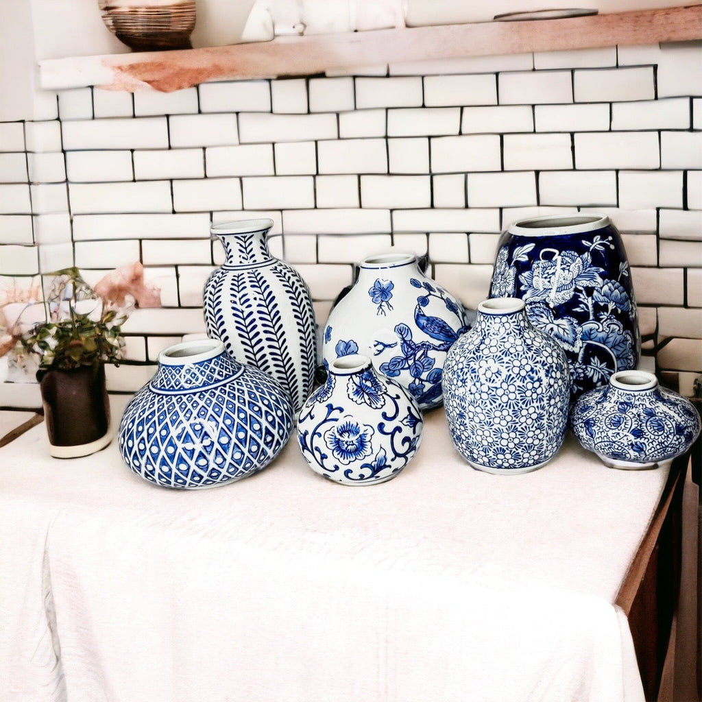 Samira Blue & White Handmade Vases