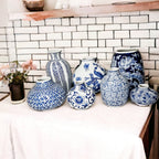Samira Blue & White Handmade Vases