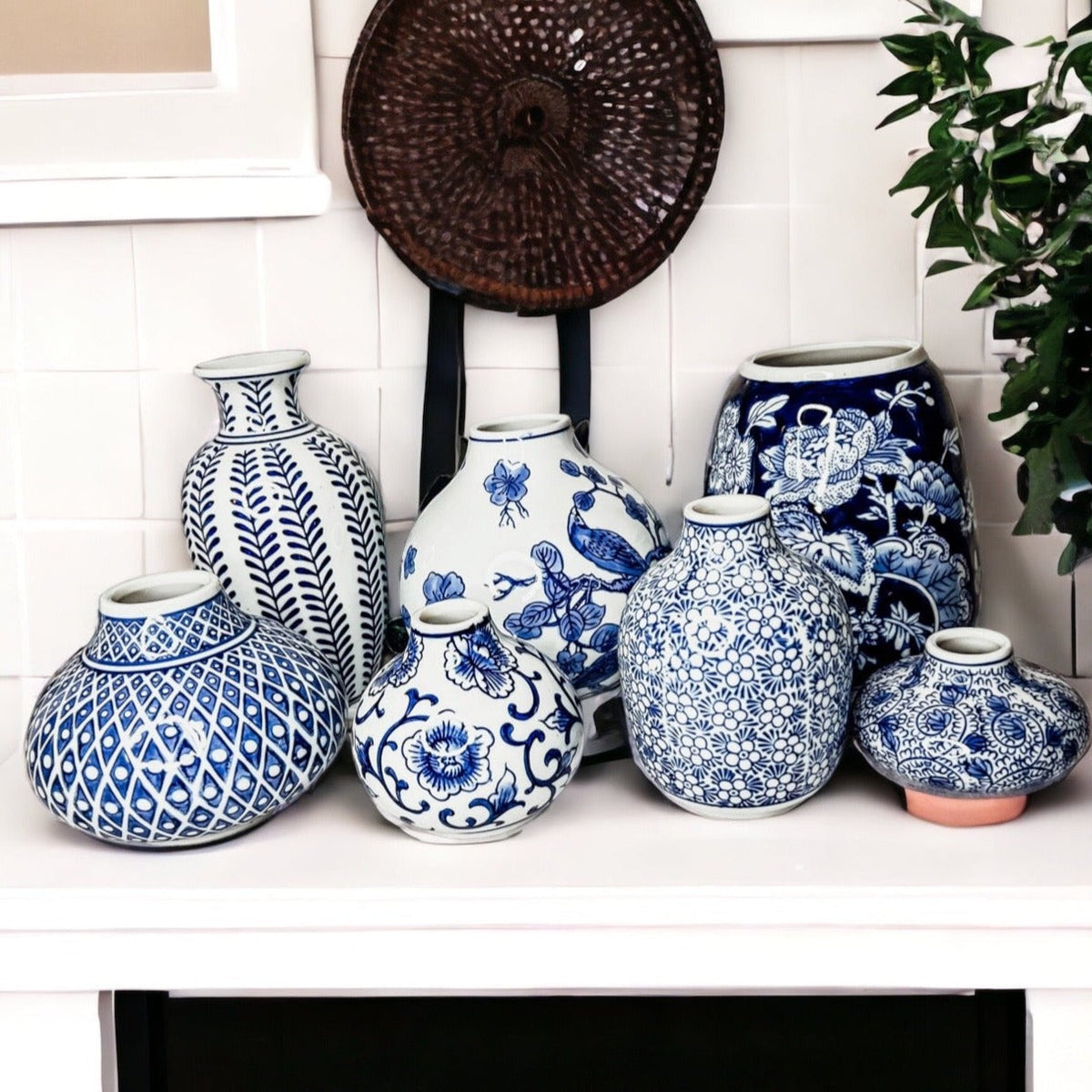 Samira Blue & White Handmade Vases