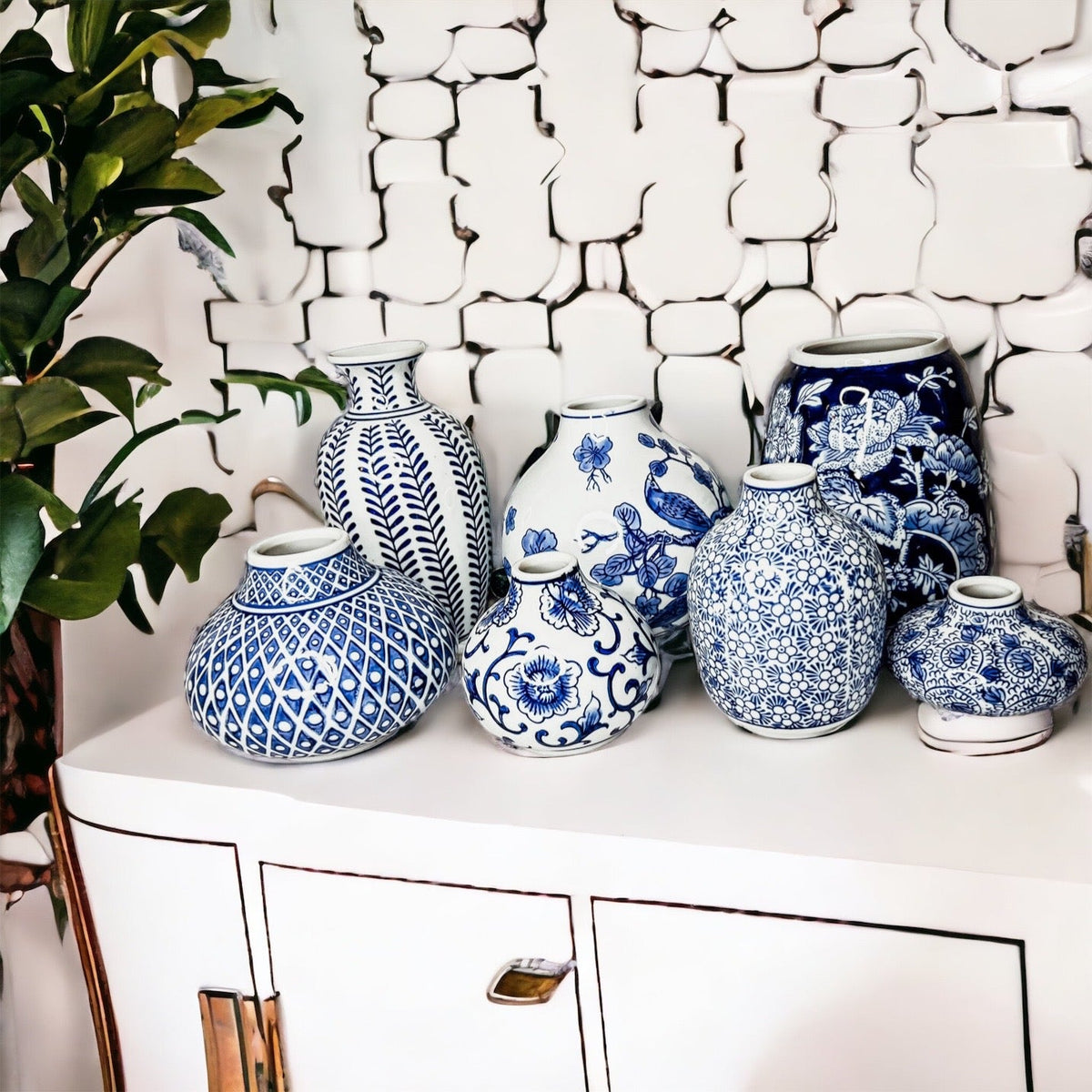 Samira Blue & White Handmade Vases