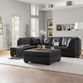 Modern Black Leather Sectional with Left-Facing Chaise