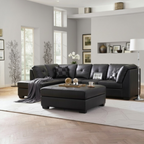 Modern Black Leather Sectional with Left-Facing Chaise