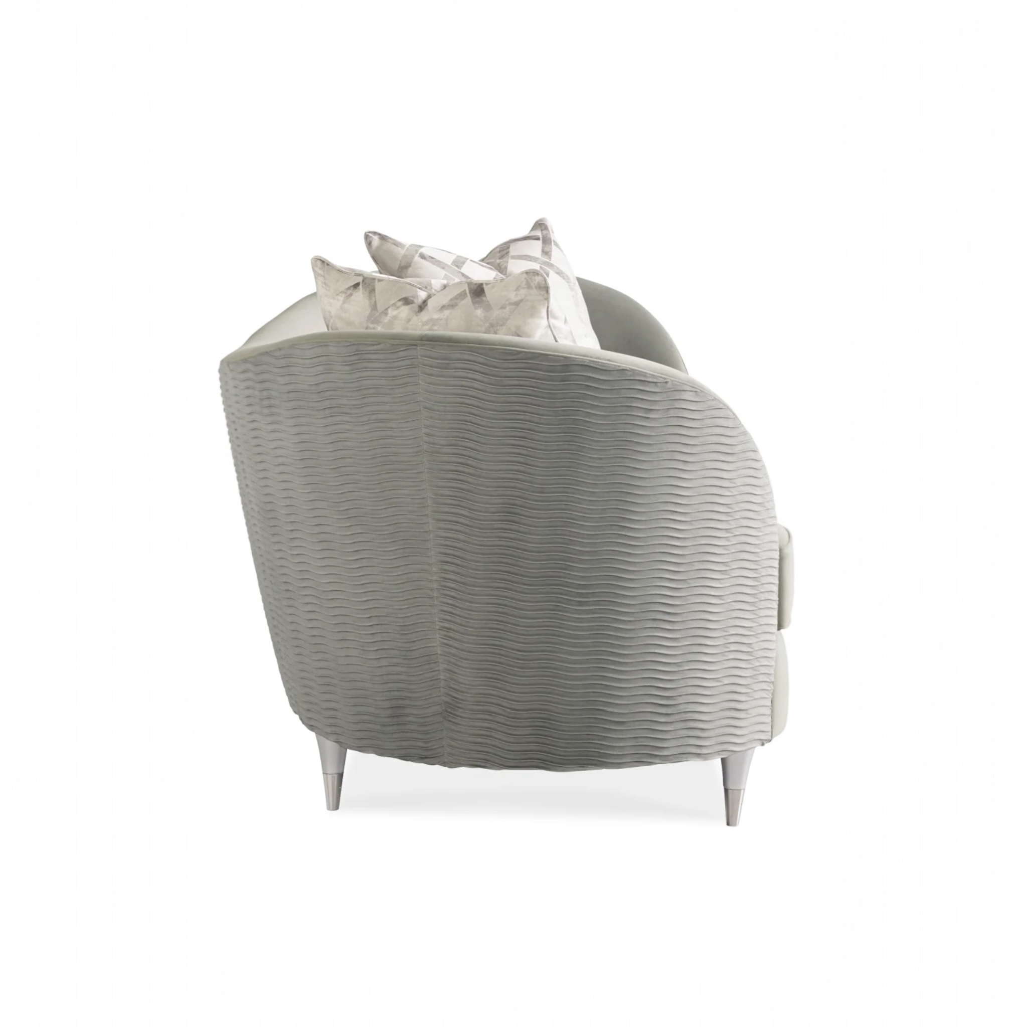 Gray Velvet Curved Sofa | Caracole Farrah