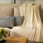 Handloomed Alpaca & Pima Cotton Cable Throw, Ivory