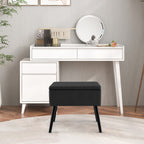Velvet Storage Ottoman with Solid Wood Legs