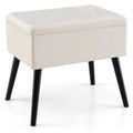 Velvet Storage Ottoman with Solid Wood Legs