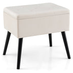Velvet Storage Ottoman with Solid Wood Legs