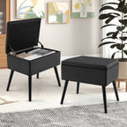 Velvet Storage Ottoman with Solid Wood Legs