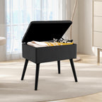 Velvet Storage Ottoman with Solid Wood Legs