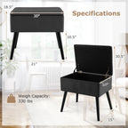 Velvet Storage Ottoman with Solid Wood Legs