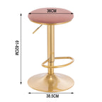 1PC Bar Stool with Footrest Ergonomic 360° Swivel Dining Stool Height-Adjustable Counter Stools for Bistro Kitchen Bar Cafe