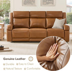 Genuine Leather Power Recliner Sofa 3 Seater USB Ports