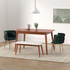 Velvet Dining Chairs Set of 4 With Gold Metal Legs in Green